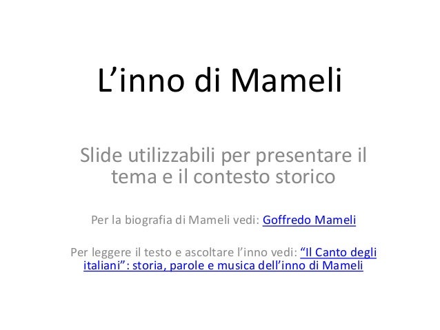 SCARICA INNO DI MAMELI TESTO DA
